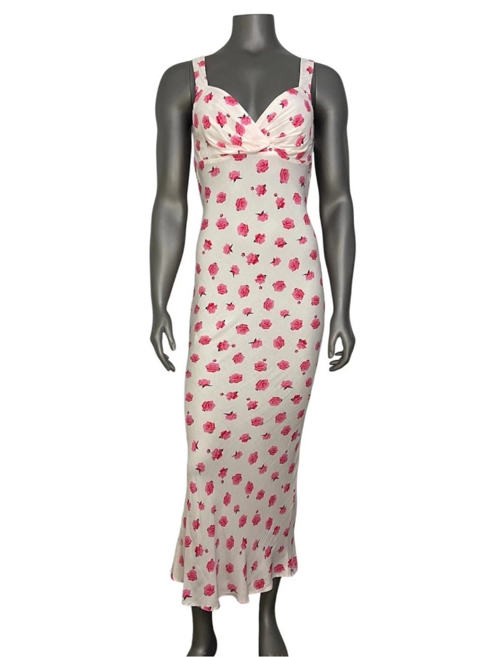 ASOS Design Dress Women’s 4 White Floral Rose Drape Back Open